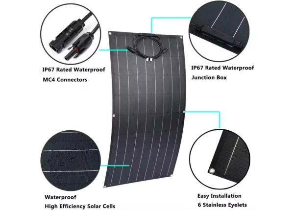 Panel Solar Flexible 100 Watts 12 Volts - Imagen 2